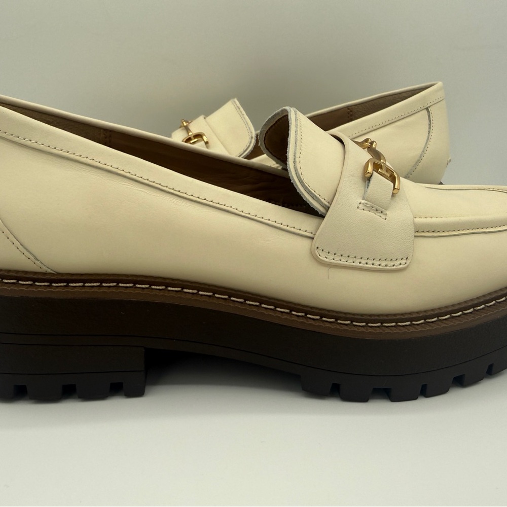 Sam Edelman Shoes Laura Women 8.5 Gold Horse Bit Modern Ivory Classic Loafers - Picture 5 of 10